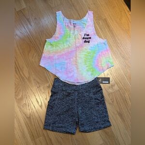 Workout Set, Yoga Shorts (UU) NWT & Tank (Pink) New No Tag, Sz Small, Super Cute